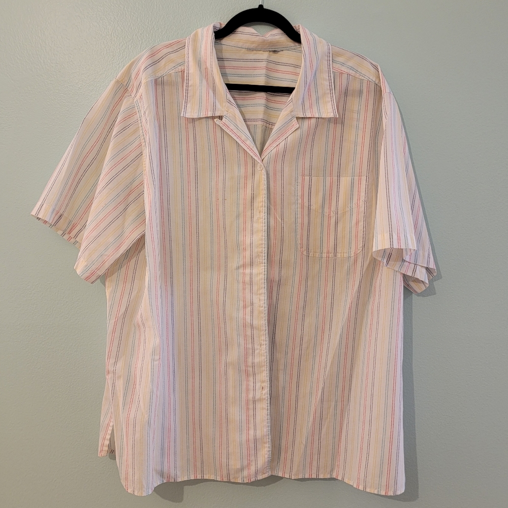 Vintage 90s Striped rainbow button down